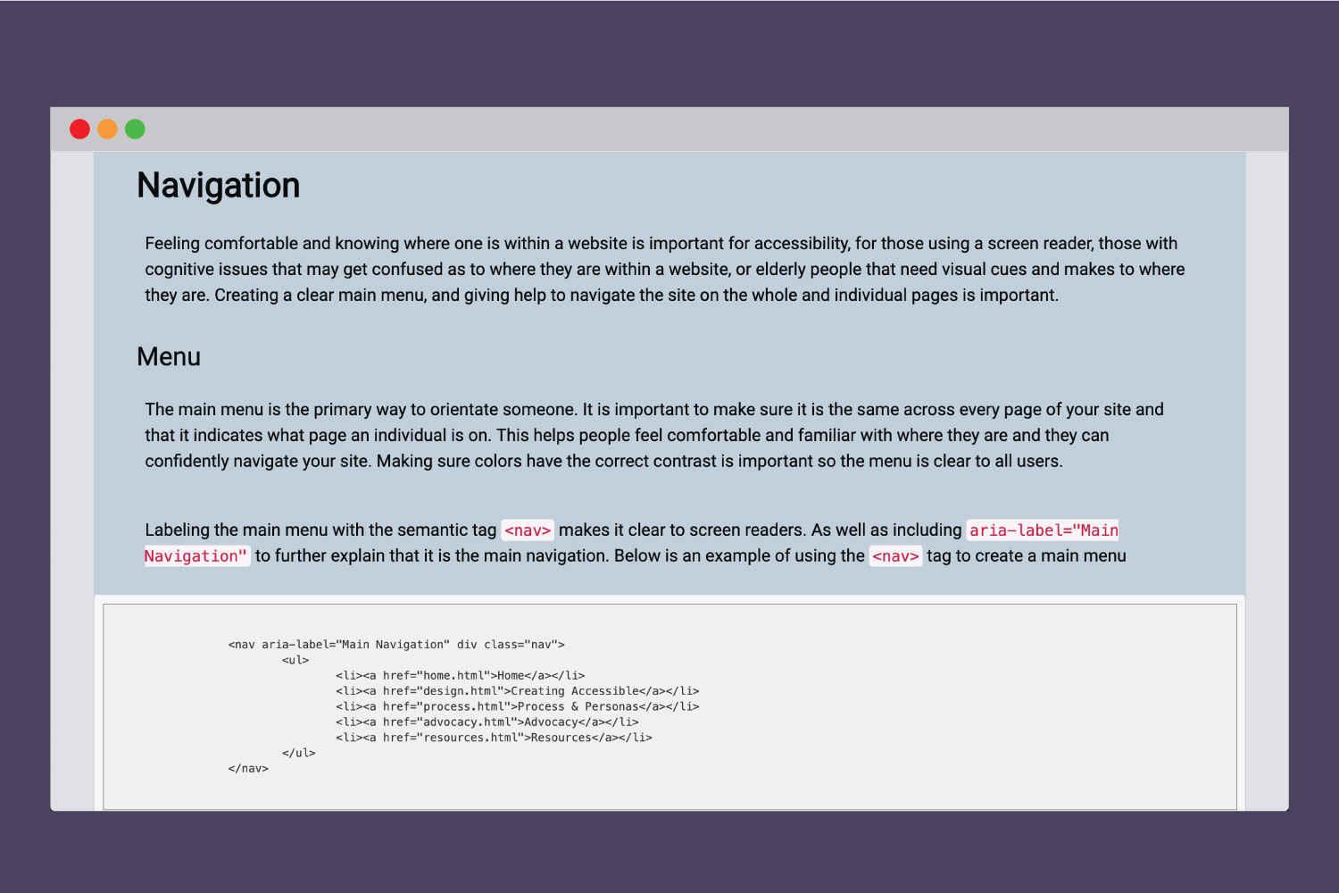 navigation information from Accessible Websites