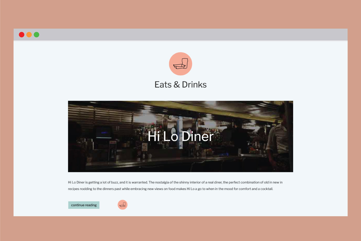 Eats and Drinks Page for The Arch