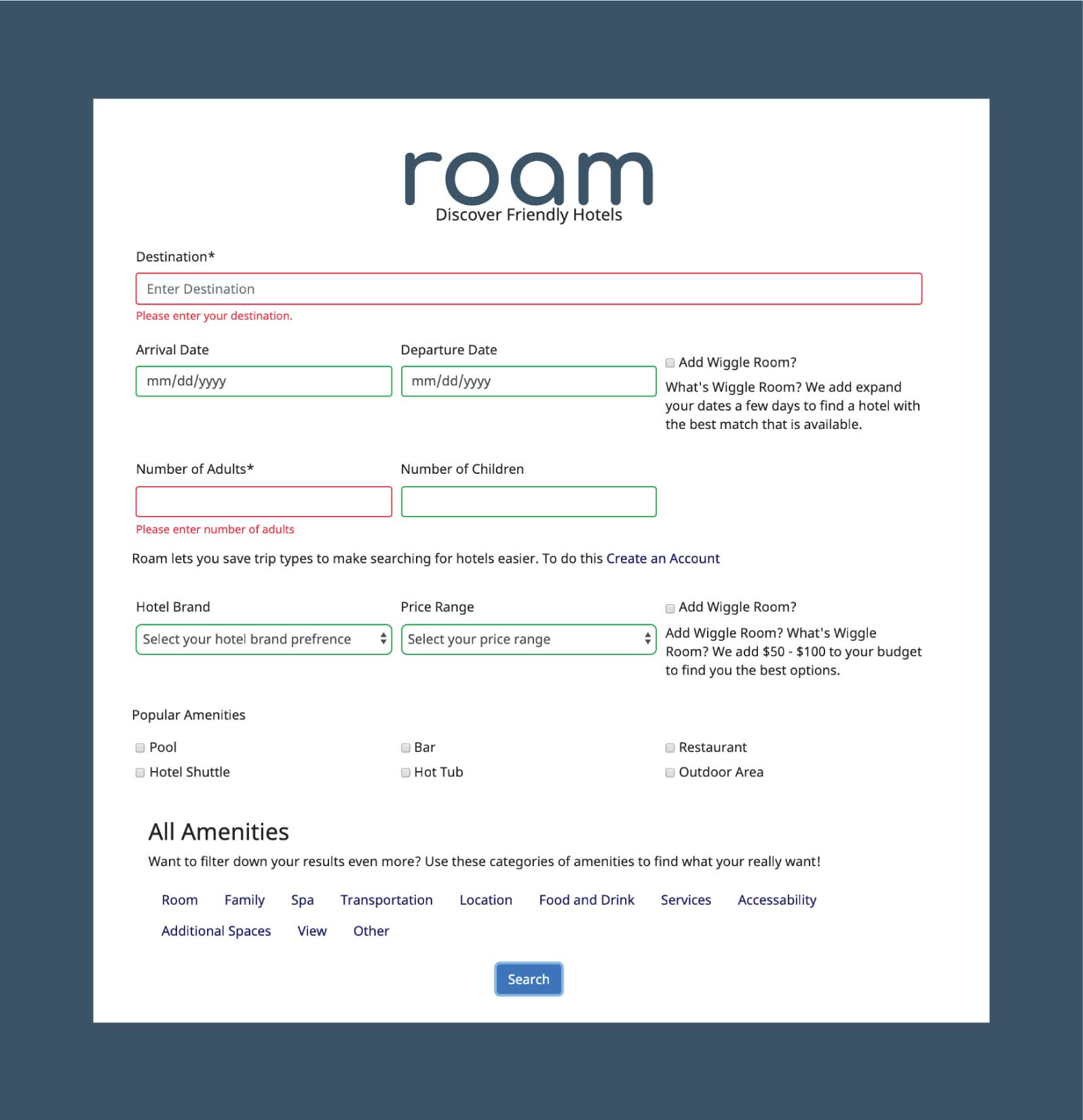 Roam's final search interface with search validation